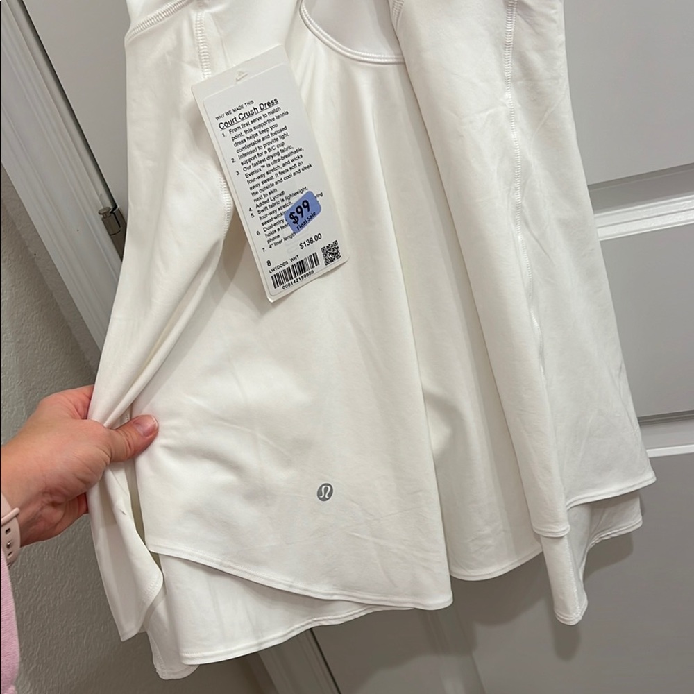 Lululemon Court Crush Dress white NWT Sz 8 - Picture 10 of 11